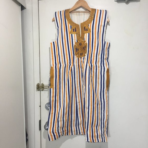 VINTAGE SLEEVELESS STRIPE MIDI DRESSES SIZE M - Picture 2 of 11